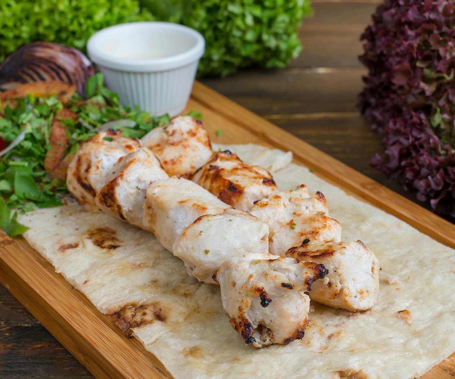 Authentic Greek Lemon Oregano Chicken Souvlaki Kebabs with Homemade Tzatziki